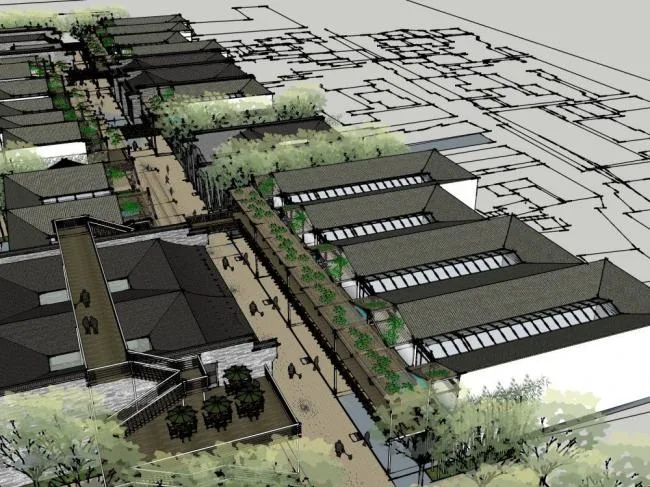 Sketchup Business Model | Commercial Street, New Chinese Style