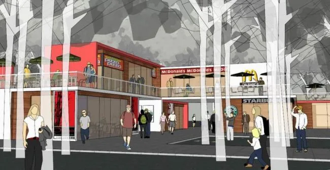 Sketchup Business Model | Park Catering Street, Commercial Street, Modern Style