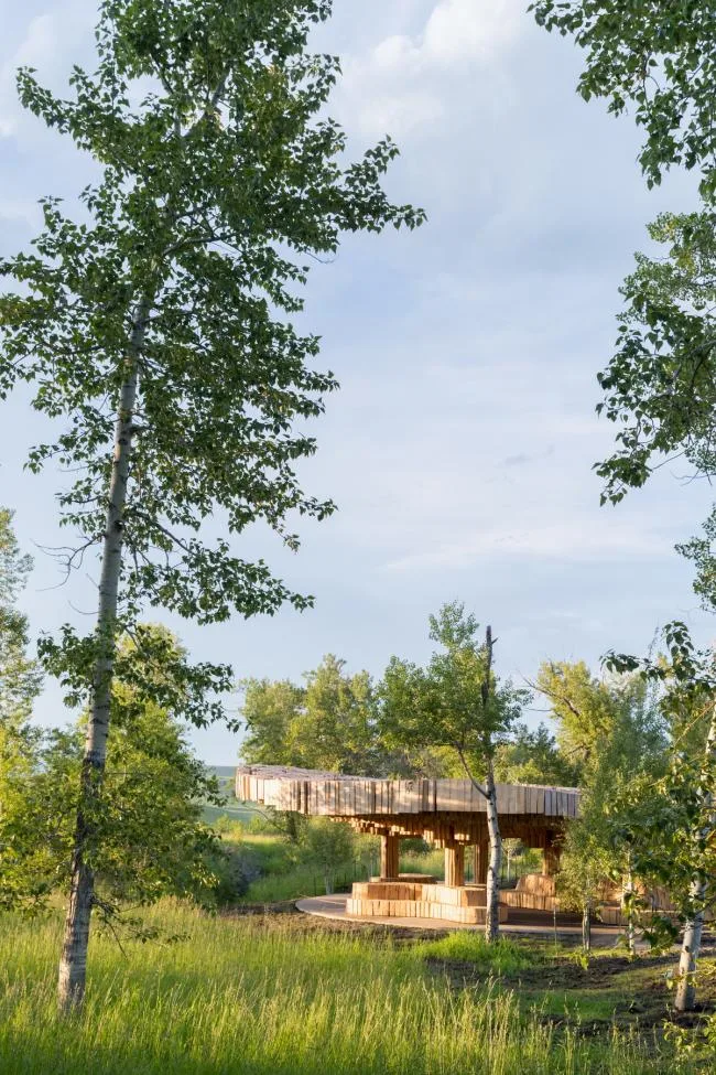 BIM Architecture | Carved Wood Bundle, Caring for Tranquility: Tippet Rise Art Exhibition Pavilion/K é r é Architecture