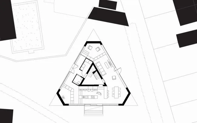 BIM Architecture | Triangular Room with Back to Back Surrounding Integration/Urban Agency