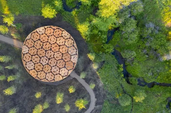 BIM Architecture | Carved Wood Bundle, Caring for Tranquility: Tippet Rise Art Exhibition Pavilion/K é r é Architecture