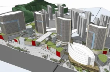 SketchUp Complex Model: Modern Commercial Center with High-Rise Offices, Retail Streets, and Public Square-BIM WORLD