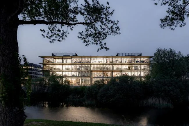 BIM Architecture | Smooth and Concise Joint Application of Suspended Eaves and Glass: ASICS Netherlands Headquarters Building/Powerhouse Company