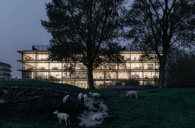 BIM Architecture | Smooth and Concise Joint Application of Suspended Eaves and Glass: ASICS Netherlands Headquarters Building/Powerhouse Company