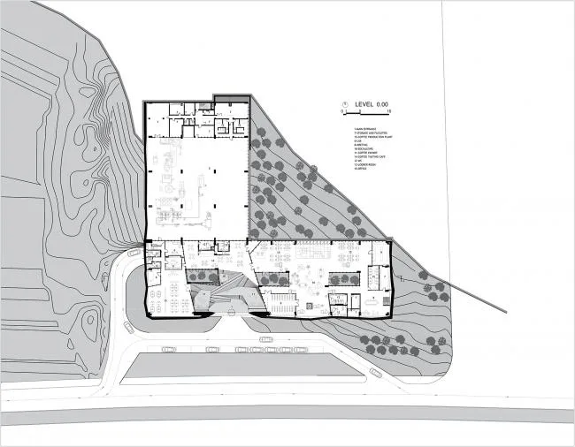 BIM Architecture | Green Grass Toppling, Turbulent Light and Shadow Coffee Factory/Khmaladze Architects
