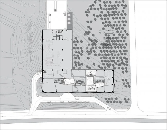 BIM Architecture | Green Grass Toppling, Turbulent Light and Shadow Coffee Factory/Khmaladze Architects