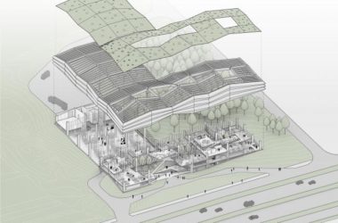 BIM Architecture: Green Grass Overturning and Dynamic Light at Turbulent Shadow Coffee Factory by Khmaladze Architects-BIM WORLD