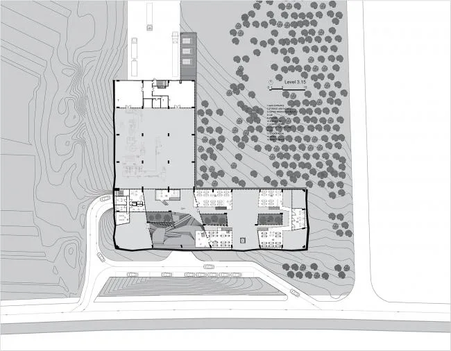 BIM Architecture | Green Grass Toppling, Turbulent Light and Shadow Coffee Factory/Khmaladze Architects