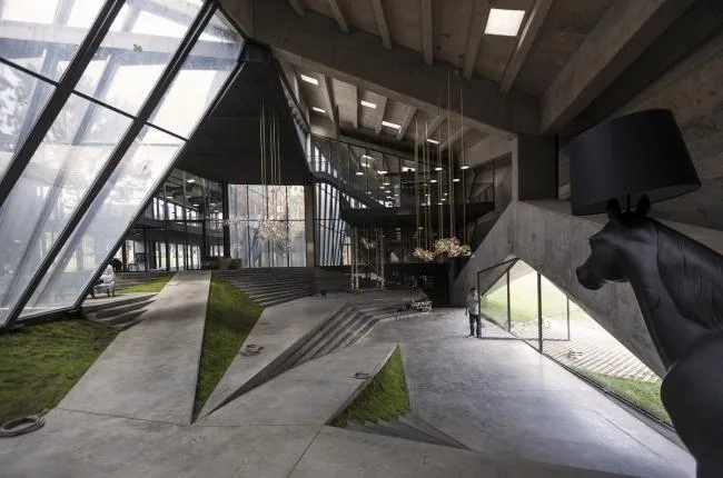 BIM Architecture | Green Grass Toppling, Turbulent Light and Shadow Coffee Factory/Khmaladze Architects