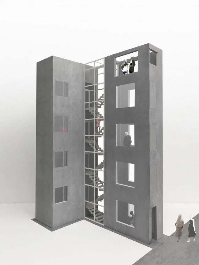 BIM Architecture | Viewing the Sky in the Cold Alley of the bustling city: Ginza Shared House/SO& CO.