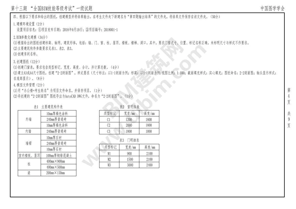 The 13th National BIM Skill Level Examination Level 1 Architecture (All Major) Exam Paper Download