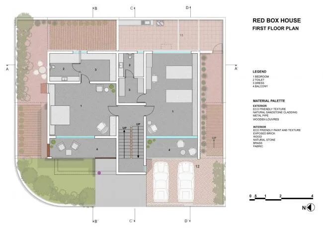 BIM Architecture | Passionate like fire, introverted like a plow ox: India's 'Red Box' Home/The Grid Architects