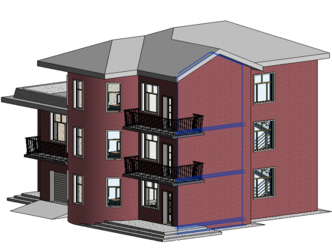 BIM Data and Revit Model of a Three-Story Villa