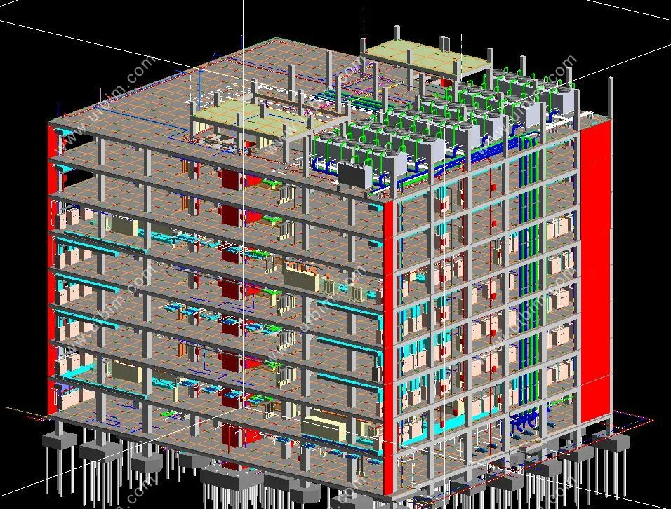 Complete set of BIM project model materials for data center communication building, Revit building structure HVAC electrical plumbing MEP, including exported Navisworks models