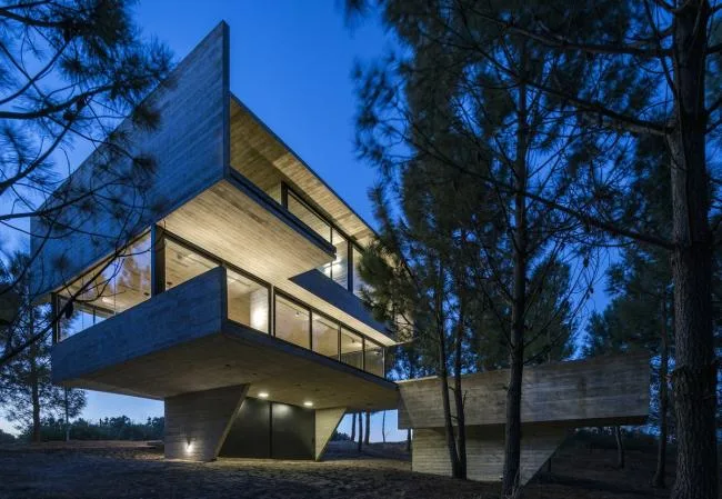 BIM Architecture | Light and Shadow Dance, Simple Forest Dwelling Like Wood and Stone/Luciano Kruk