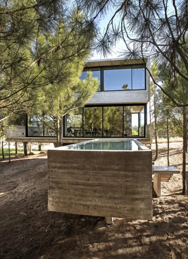BIM Architecture | Light and Shadow Dance, Simple Forest Dwelling Like Wood and Stone/Luciano Kruk