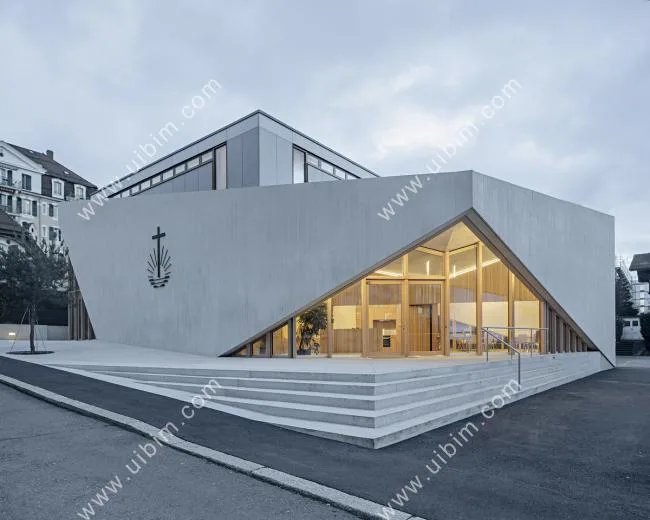 BIM architecture | Diagonal construction of lightweight 'wings': Swiss New Apostolic Church/Localized Architecture