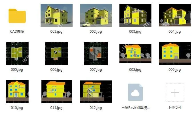 BIM data | Revit model - Three story Revit villa model, including CAD drawings