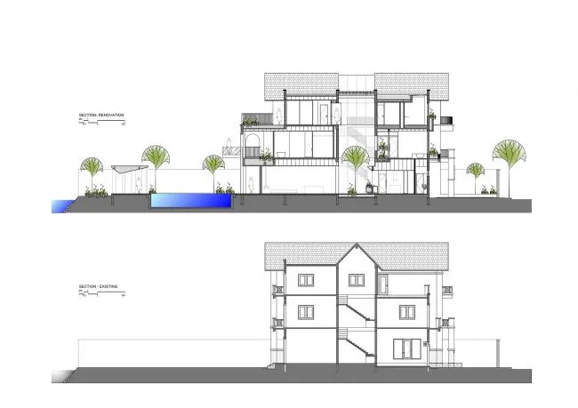 BIM architecture | Creating an indoor courtyard under arched windows and corridors: Vietnam AD8 Villa/Nemo Studio