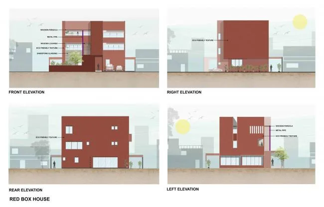 BIM Architecture | Passionate like fire, introverted like a plow ox: India's 'Red Box' Home/The Grid Architects