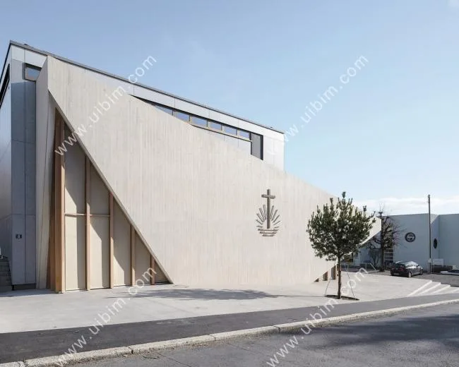 BIM architecture | Diagonal construction of lightweight 'wings': Swiss New Apostolic Church/Localized Architecture