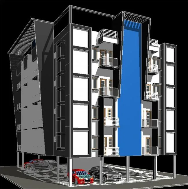 BIM Data | Revit Model - Four story Apartment Model