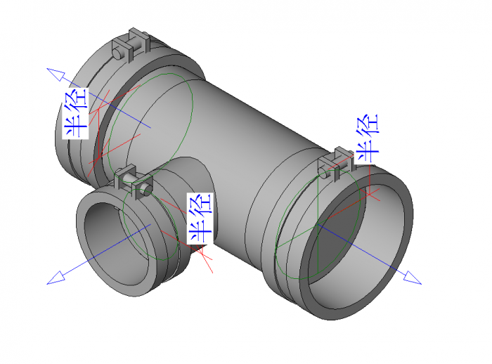 BIM Data: Revit Family Library - Double-Sided Hot-Dip Galvanized Steel Pipe Tee with Clamp Connection.rfa