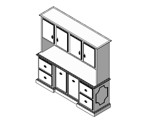 BIM Data | Revit Family Library: Bookcase 09 with Integrated Writing Table.rfa-BIM WORLD