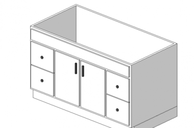 BIM Data: Revit Family Library – Double-Door Dressing Table Cabinet with Four Drawers (.rfa)-BIM WORLD