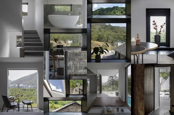 BIM Architecture | Far View of Smoke and Cooking Houses at the Foothills - Hangzhou Youji Boutique Homestay Hotel/Shihe Design Studio
