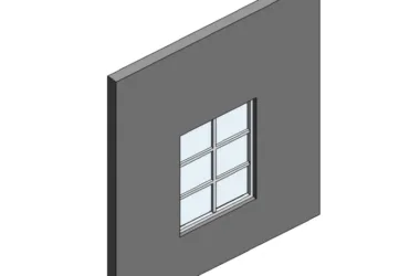 BIM Data: Revit Family Library – Three-Grid Double Window (.rfa)-BIM WORLD