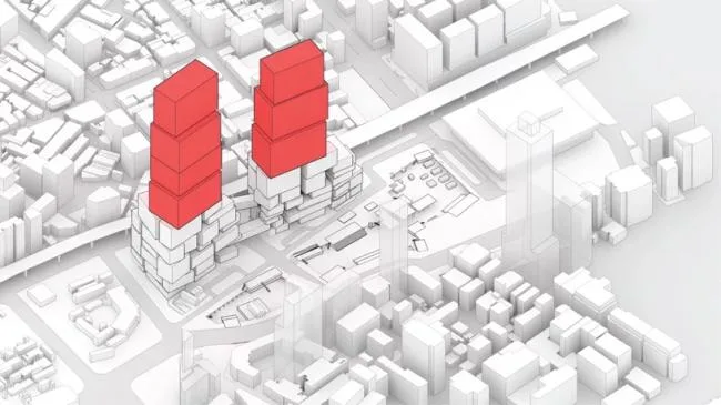 BIM architecture | Taipei Twin Towers with screens all over their height/MVRDV