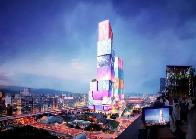 BIM architecture | Taipei Twin Towers with screens all over their height/MVRDV