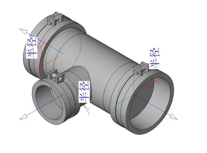 BIM Data | Revit Family Library - Tee - Double sided hot-dip galvanized steel pipe - Clamp connection.rfa