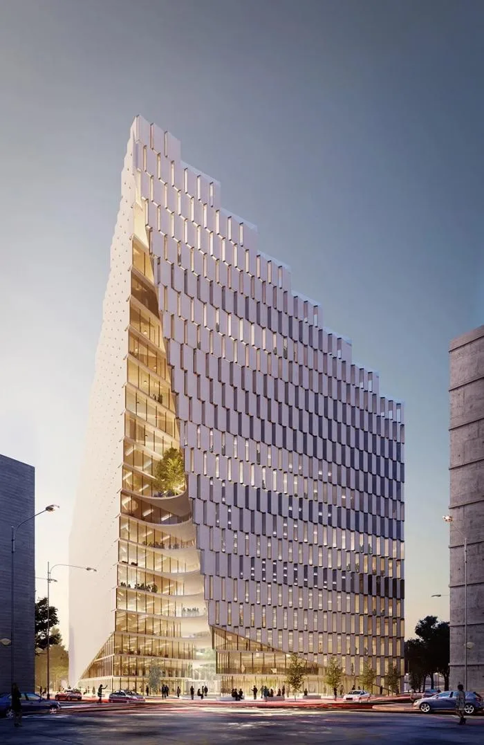 BIM Architecture | Green Plants Climb the 'Peaks' - Ekspozita Building in Albania/Mario Cucinella