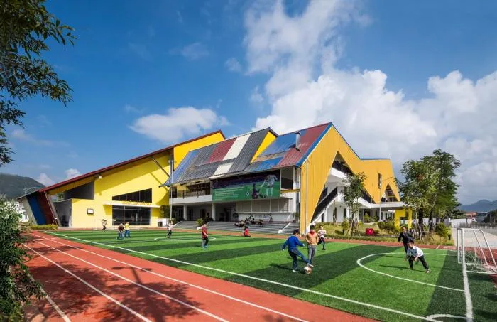 BIM Architecture | Colorful, Interlocking Hillside Kindergarten