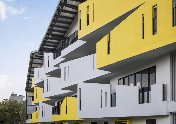 BIM Architecture | Colorful, Interlocking Hillside Kindergarten