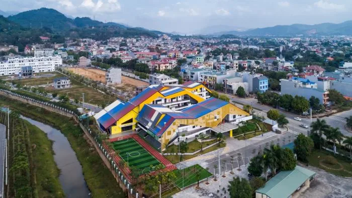 BIM Architecture | Colorful, Interlocking Hillside Kindergarten