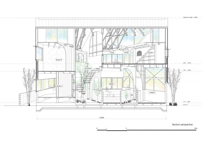BIM Architecture | Kobe 'Hat Box' Home, a 45 degree rotated flat surface
