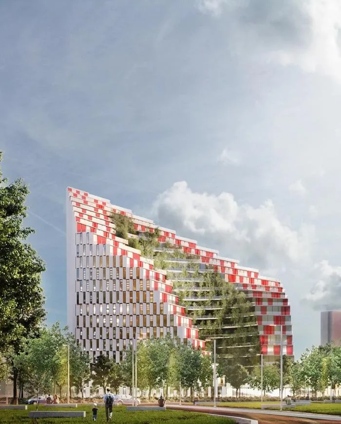 BIM Architecture | Green Plants Climb the 'Peaks' - Ekspozita Building in Albania/Mario Cucinella