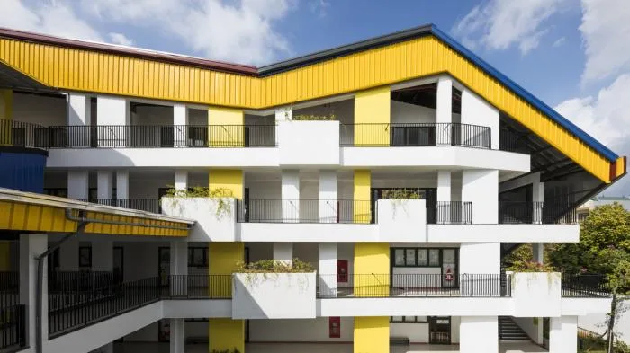 BIM Architecture | Colorful, Interlocking Hillside Kindergarten