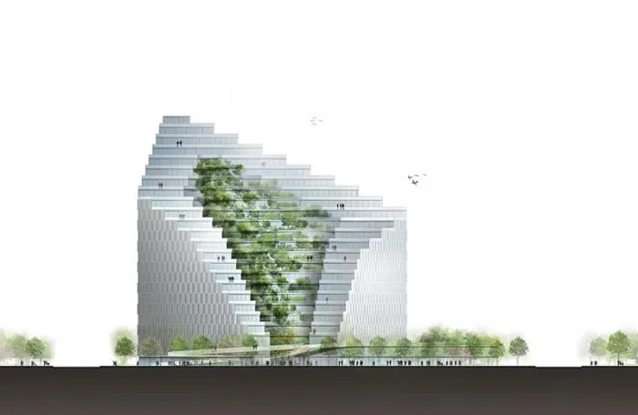 BIM Architecture | Green Plants Climb the 'Peaks' - Ekspozita Building in Albania/Mario Cucinella