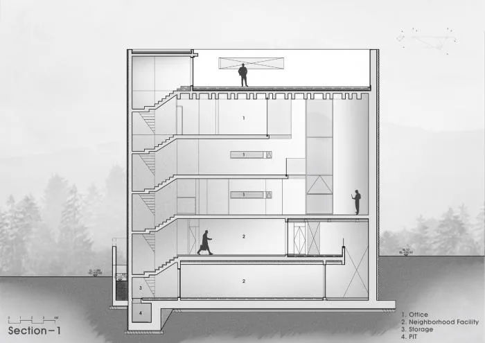 BIM Architecture | Abstract Geometric Space of Concrete Construction: Atelier 11 Office Building/Atelier 11