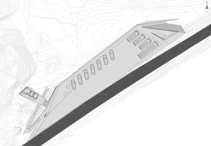 BIM Architecture | Watching the Sea on Folding Concrete: Tourist Center on Chaotic Rock Layers/MORFEUS Arkitekter