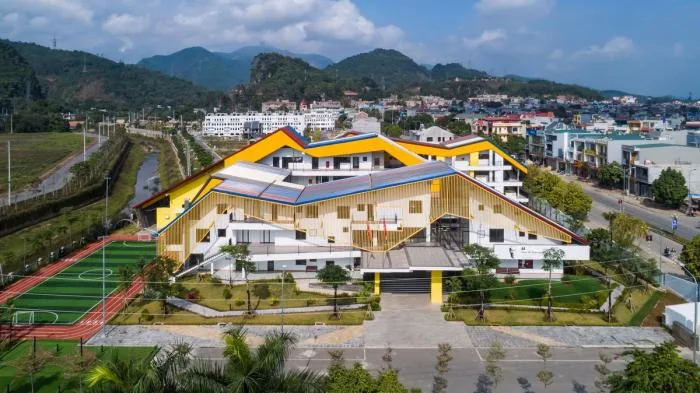 BIM Architecture | Colorful, Interlocking Hillside Kindergarten