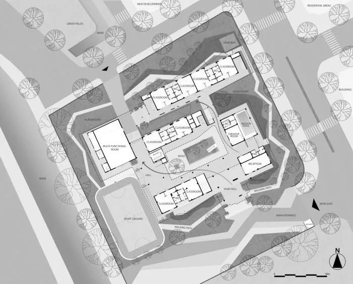 BIM Architecture | Colorful, Interlocking Hillside Kindergarten