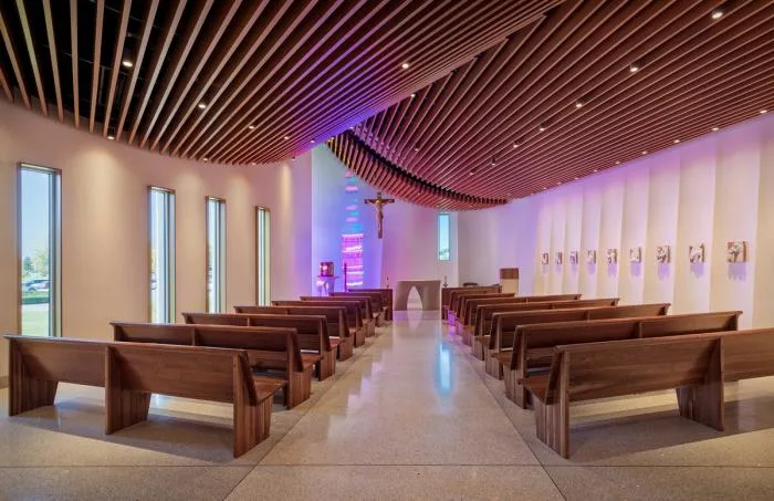 BIM architecture | Rotating 'woven' brick sculpture: St. Mary's Church/PLY+