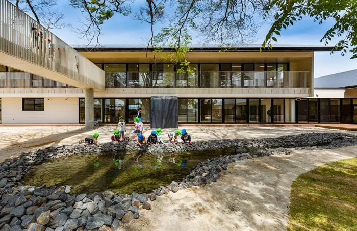 BIM Architecture | Wooden Playground in Children's Paintings, MRN Kindergarten/HIBINOSEKEI+Hibino Design