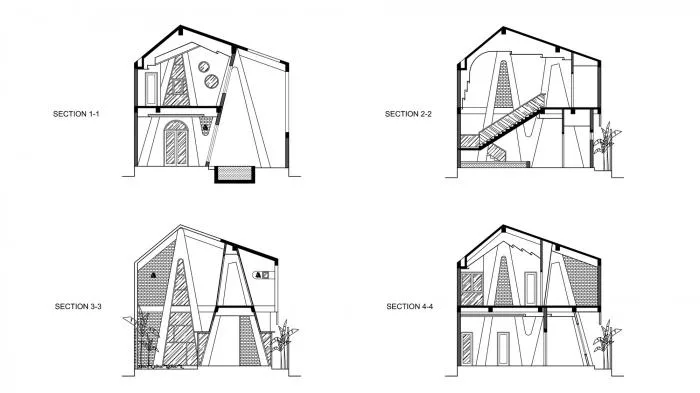 BIM Architecture | Vertically connected "A" - shaped inclined column structure, Vietnam Hoi An Kang Cheng Villa/VRA Design