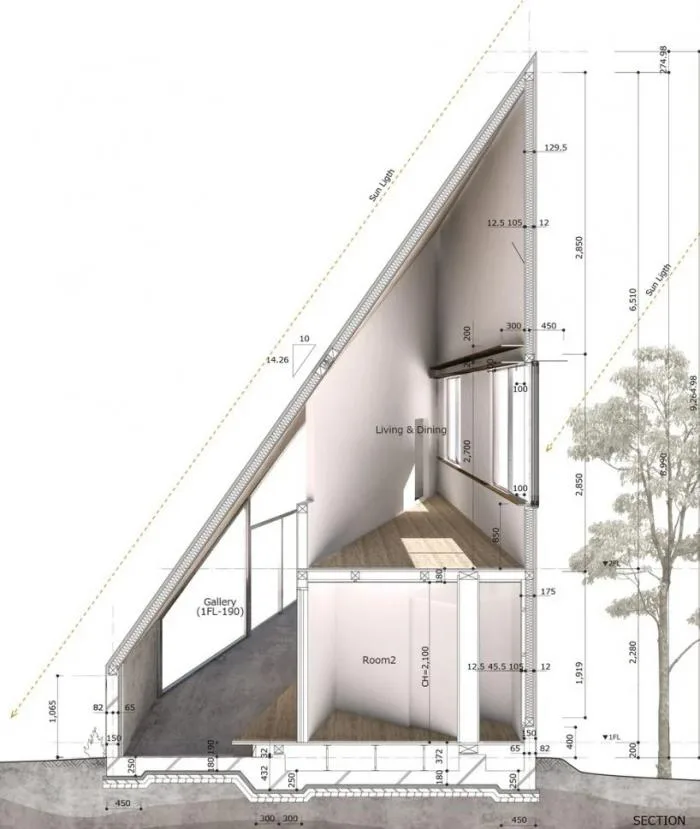 BIM Architecture | 3D Composition of Sloping Roofs and Diagonal Exhibition Walls: Japan 8.5 Residential/DOG